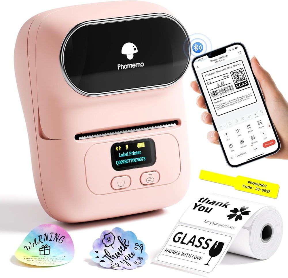 Mini Label Printer with Thermal Technology for Quick Black and White Prints