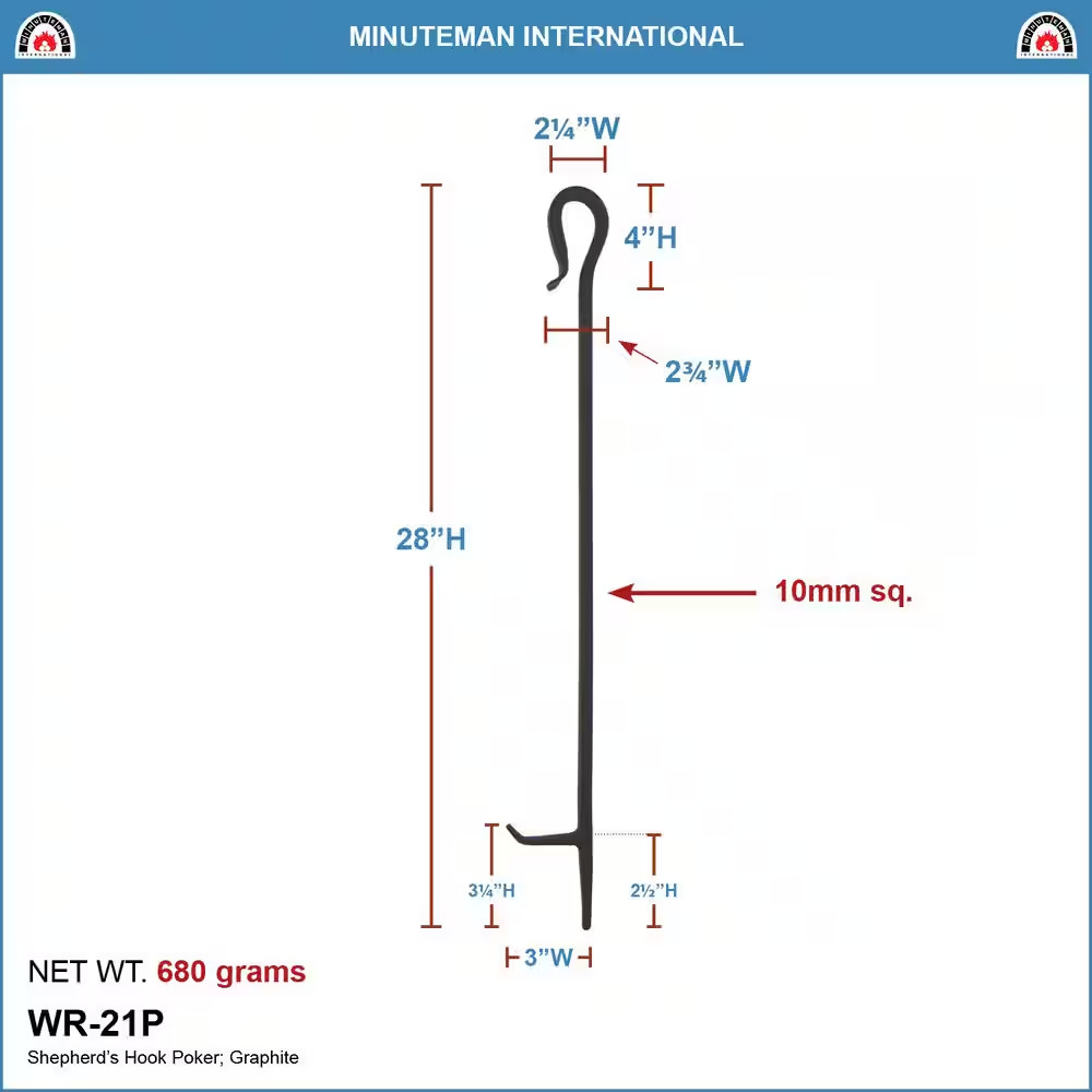 Shepherd'S Hook 28 In. Tall Fireplace Poker Tool, Graphite