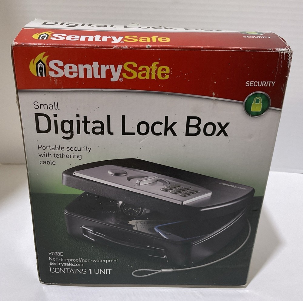 SentrySafe Small Portable W/ Tethering Cable Digital Lock Box New Open Box