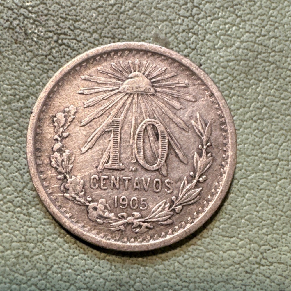 Mexico - 1905 Silver 10 Centavos Eagle Snake Reverse Nice