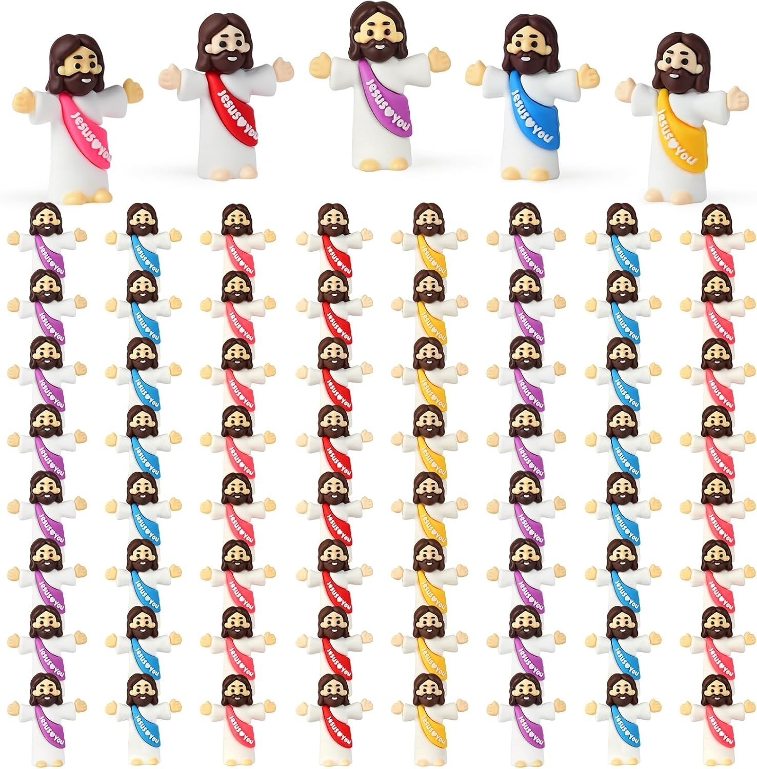 100 Pack Little Jesus Figures Loves You, Tiny Mini Jesus Figurines in Bulk