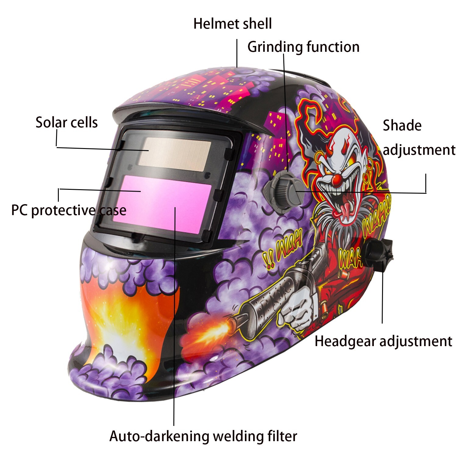 Blood Mouth Solar Auto Darkening Welding Helmet Arc Tig Mig Welder Mask Hood+Bag