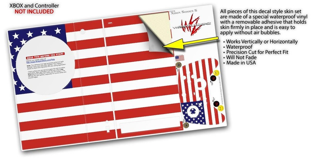 Skins XBOX Series S Console Controller USA American Flag 01