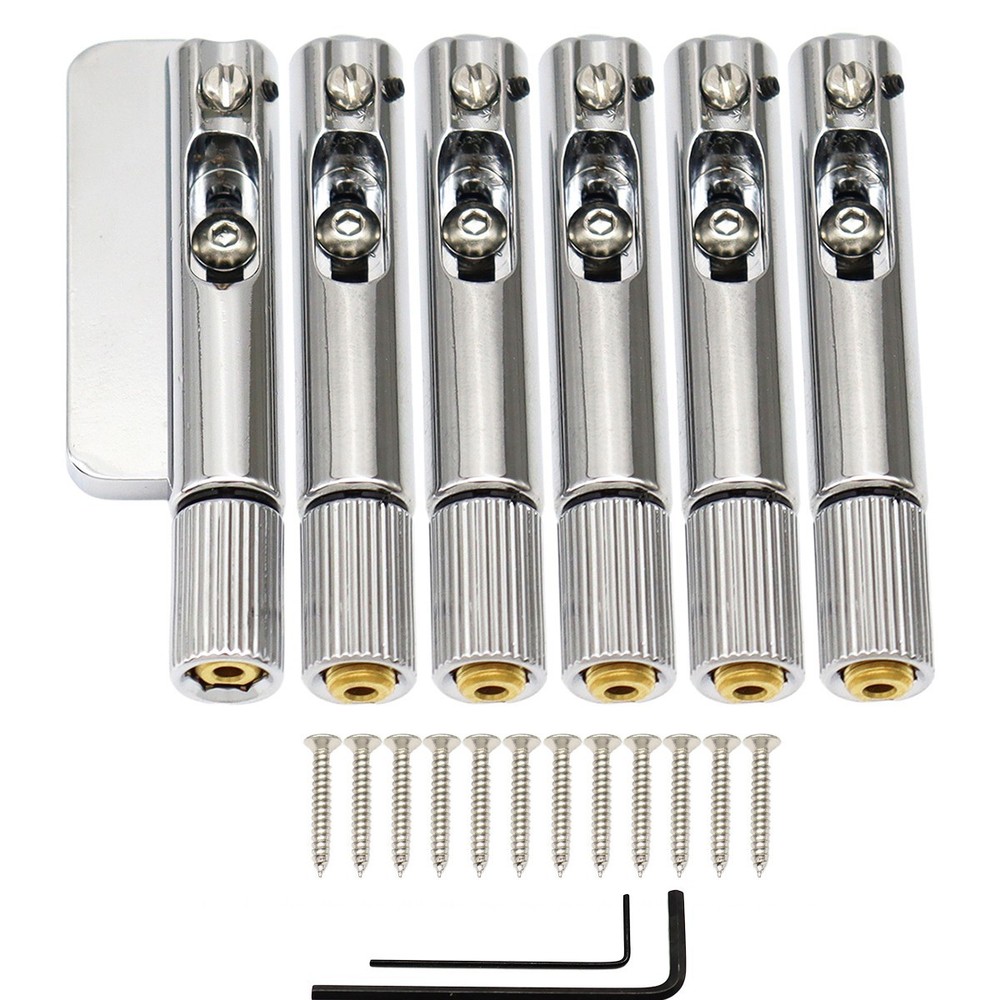 6 Strings Headless Guitar Bridge Single Bridge Saddle for Headless Guitar Chrome
