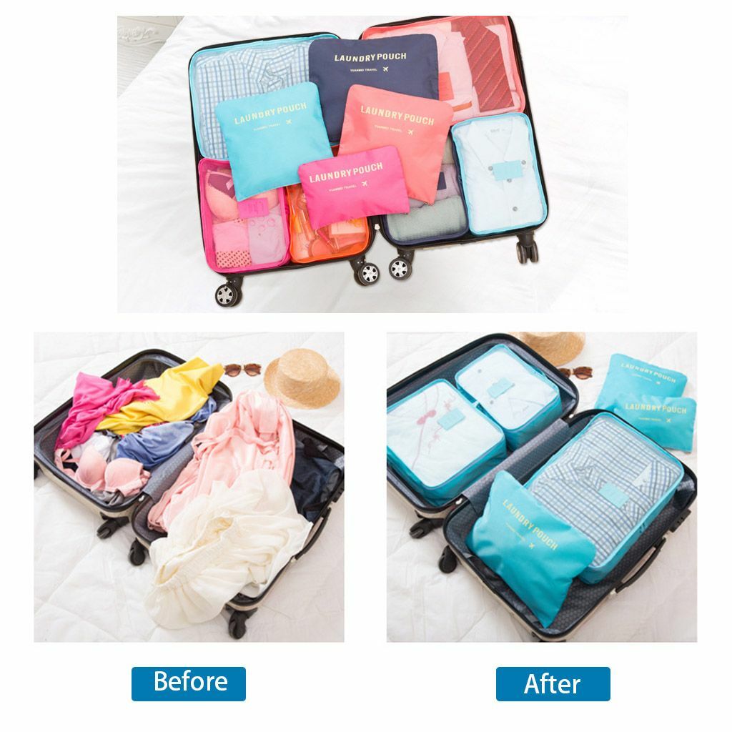 6Pcs/Set Travel Storage Bag for Clothes Luggage Packing Cube Organizer Suitcase