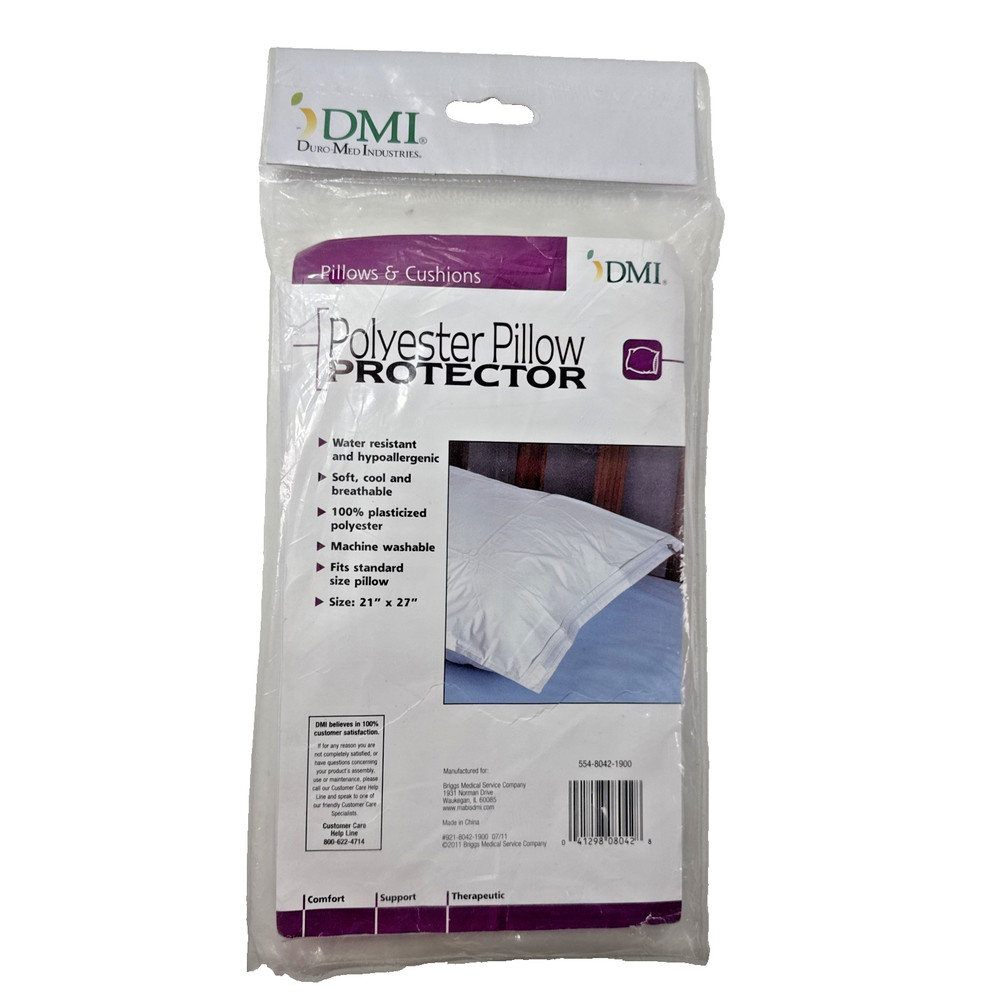 NOS 2011  DMI Polyester Pillow Protector Machine Washable Standard 21 X 27 White