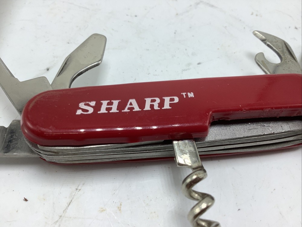 Vintage Sharp 8-Piece Advertising Folding Pocket Knife Multi-Tool