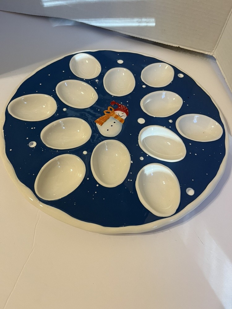 Saint Nicholas Square, Snow Days Hand Painted Deviled Egg platter