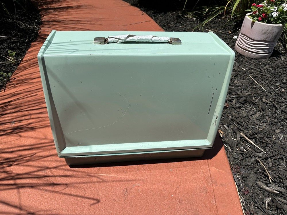 SINGER 338 Sewing Machine Blue Manual Attachments Case working AS IS!