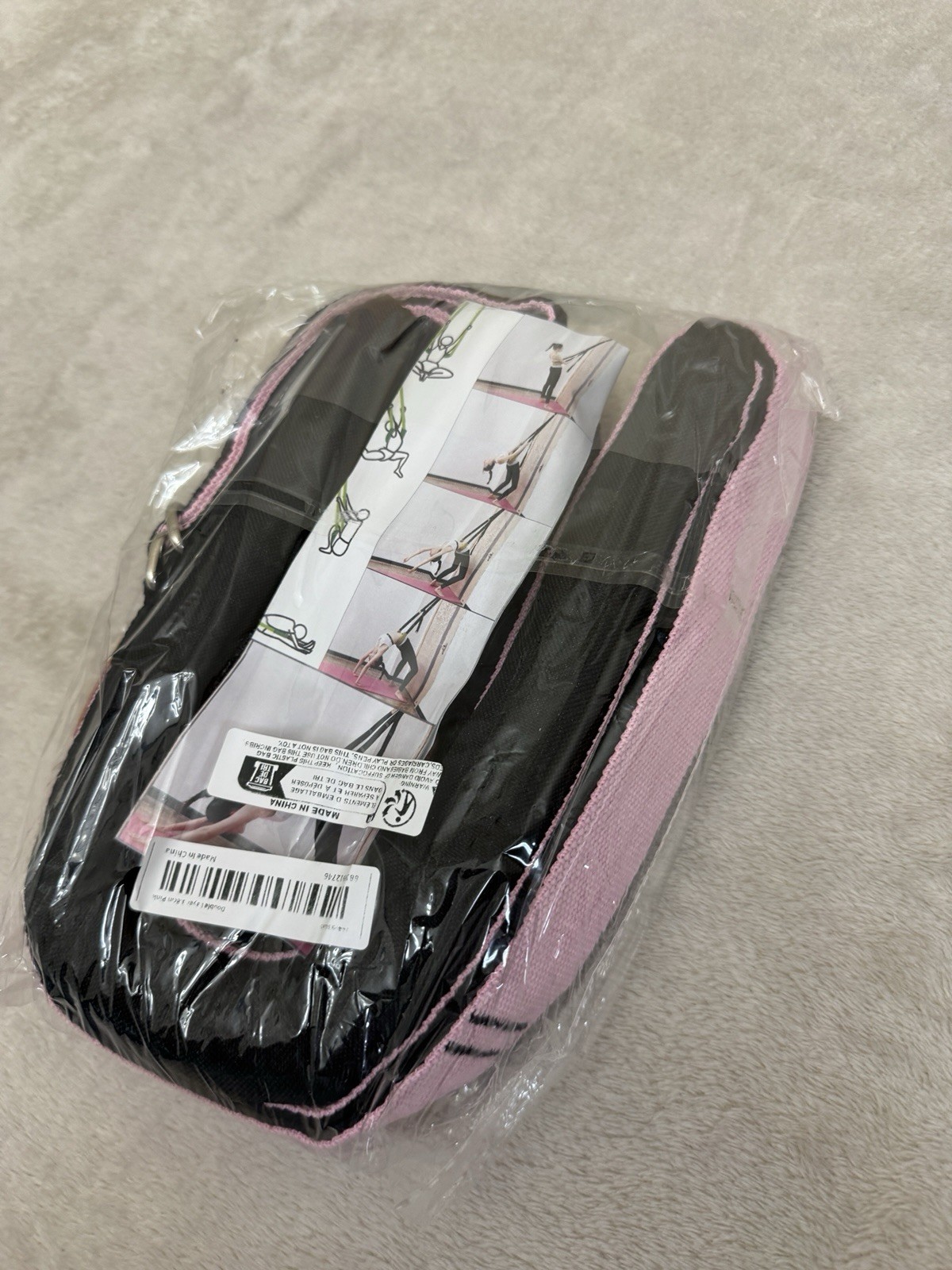 Pink Aerial Yoga Rope - Door-Mounted Stretching Strap