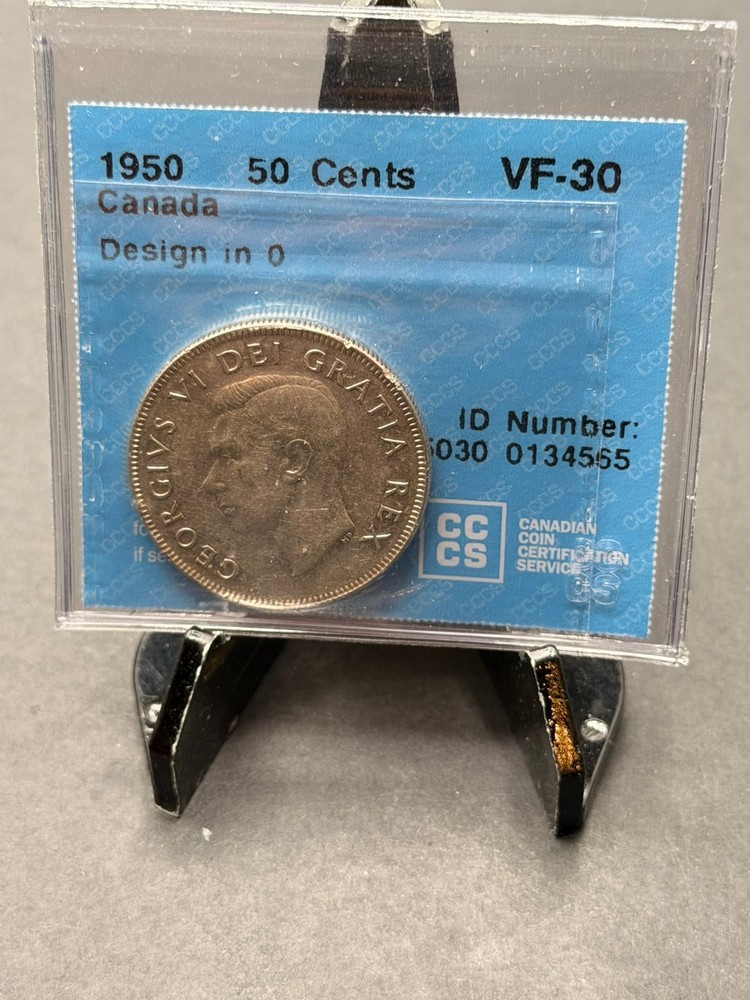 1950 Canada 50 cent  Design in O CCCS Graded VF-30