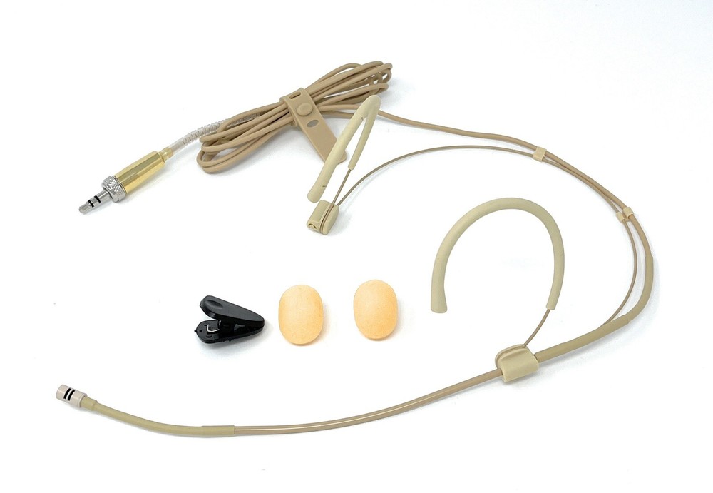 Beige Headset Mic Headworn Microphone Double earhook fits Sennheiser Wireless