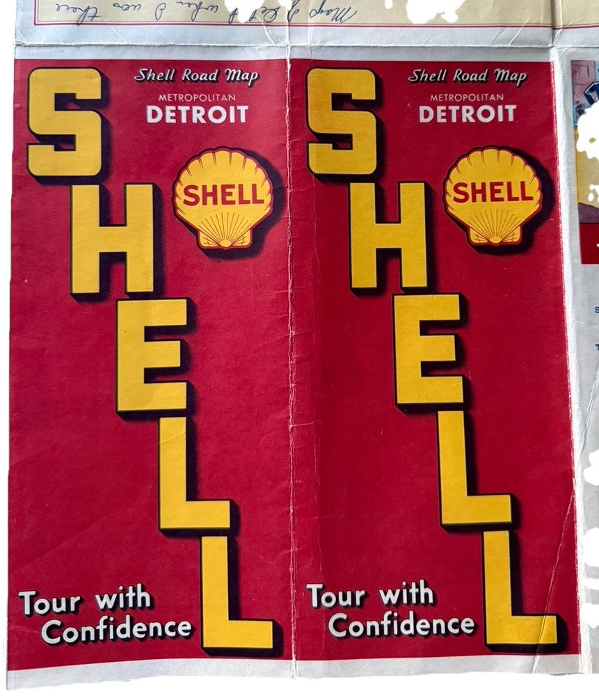 1938 Douglas "Wrong Way" Corrigan Signed Detroit Shell Map Aviation Autograph