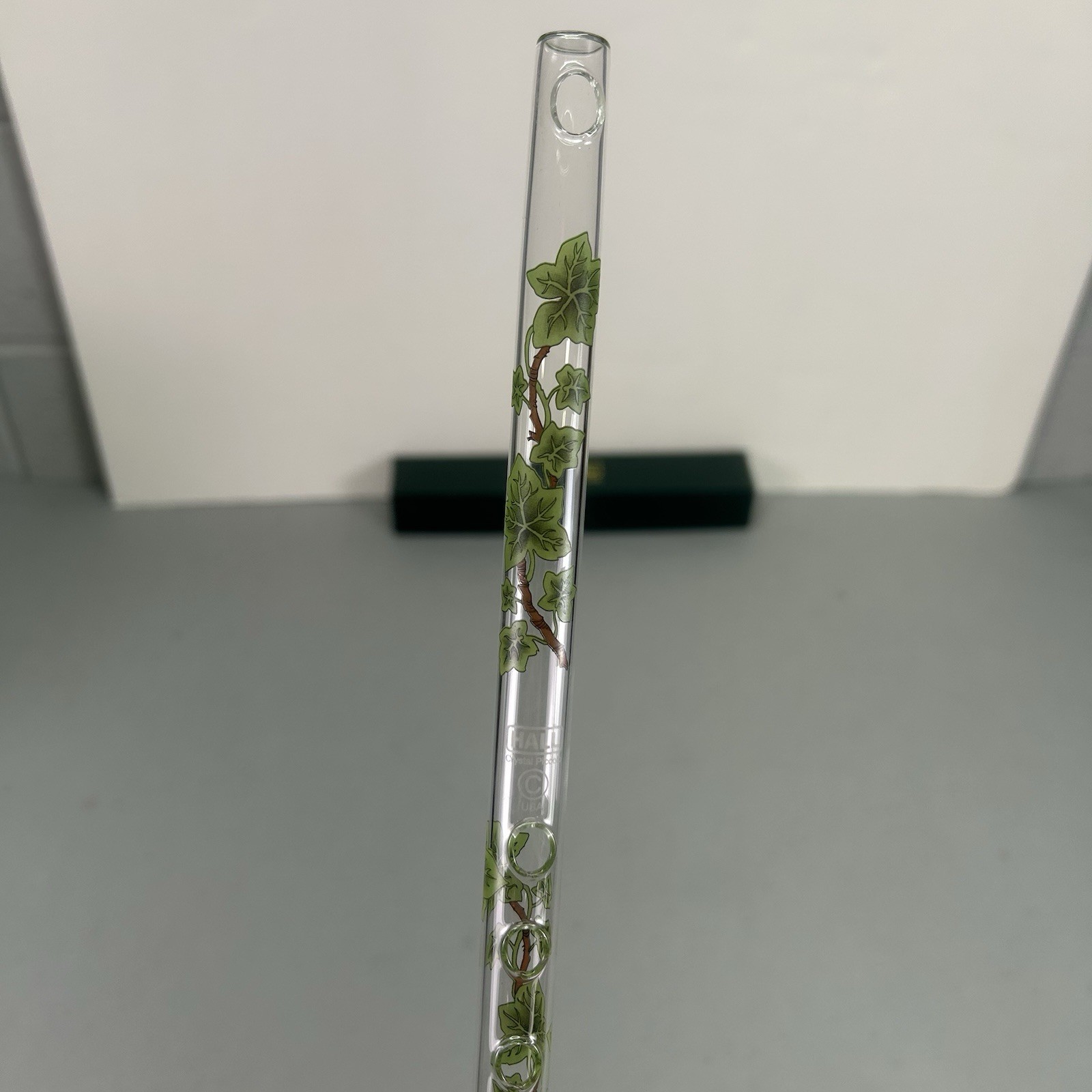 Hall Crystal Flute Piccolo in C Green Ivy With Box Glass Wind Instrument 12.5”