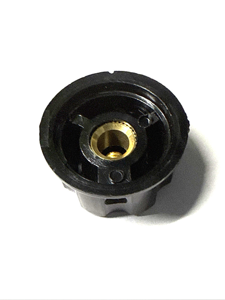 one black knob OD = 27 mm for 6 mm shaft 0.25 inch+ chrome inlay