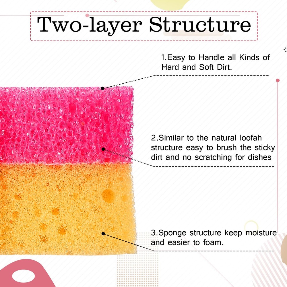 3 Pcs Dual Sided Scrub Sponge Multi Functional Cute Temperature Sensitive Non...