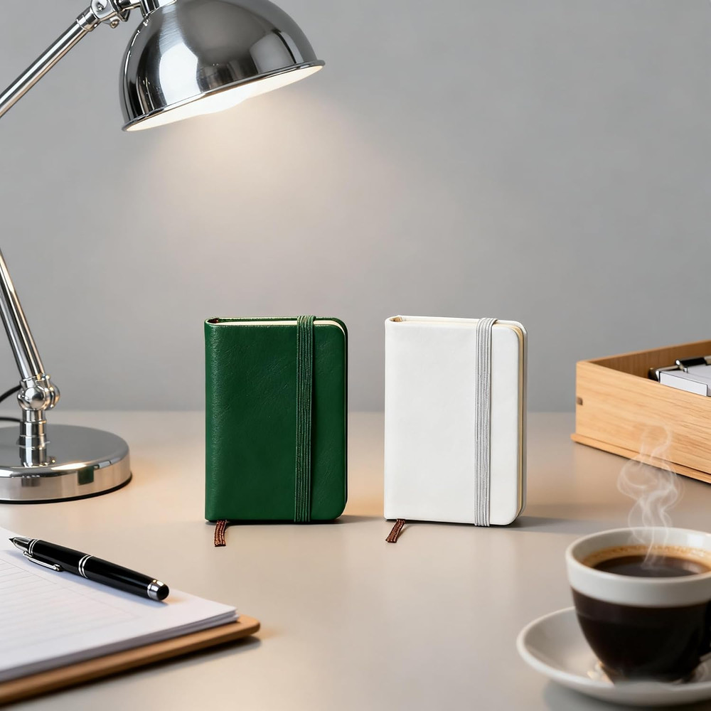 2 Pack Small Pocket Notebook,Journal Hardcover Notepad with Thick Lined Paper, 2