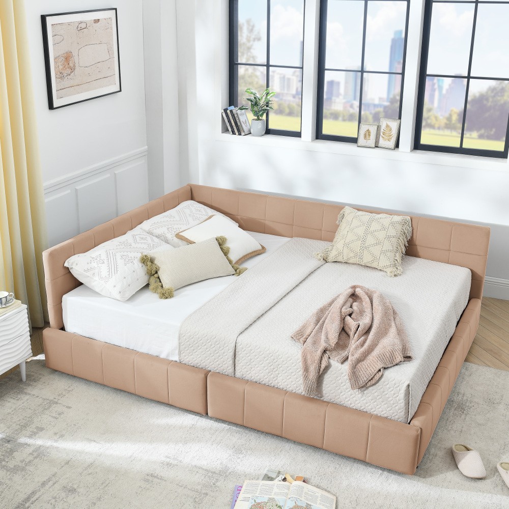 Queen Size Storage Upholstered Tufted Bed Frame, Sofa Bed Frame with Comfortable