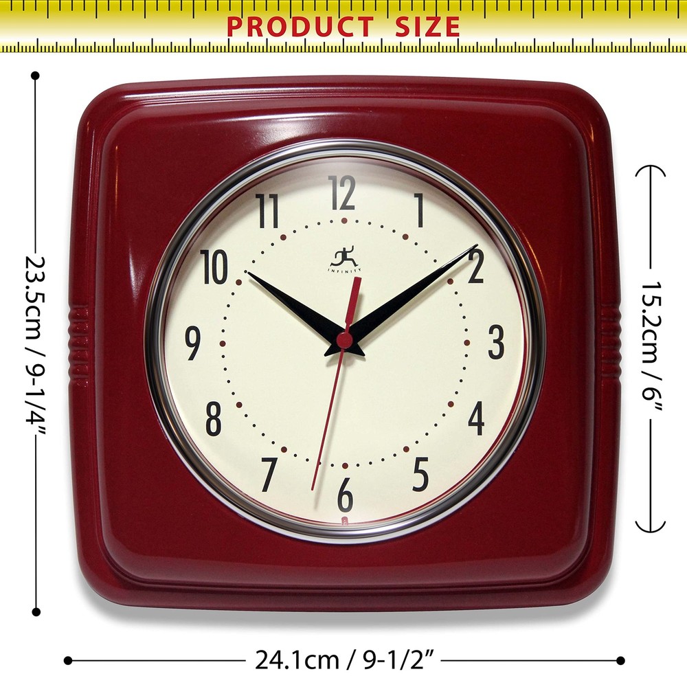 Infinity Instruments 9 Square Retro 9W x 9H in. Wall Clock