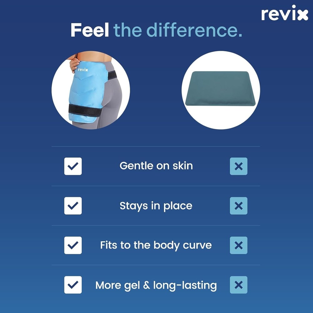 REVIX Hip Ice Pack Wrap with Straps, Reusable Gel Cold Compression for Hip Repla