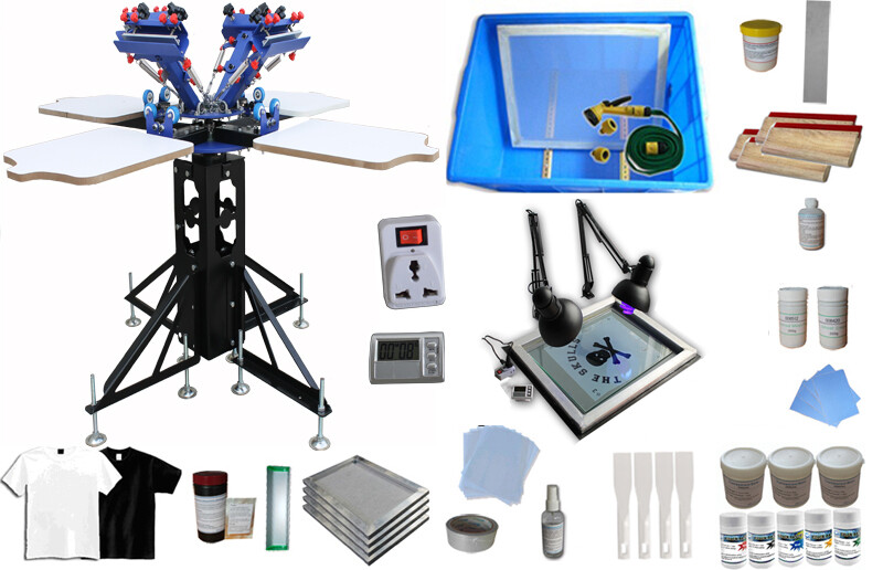 4 Color Screen Printing Kit Micro Registration Press Printer Exposure Squeegee