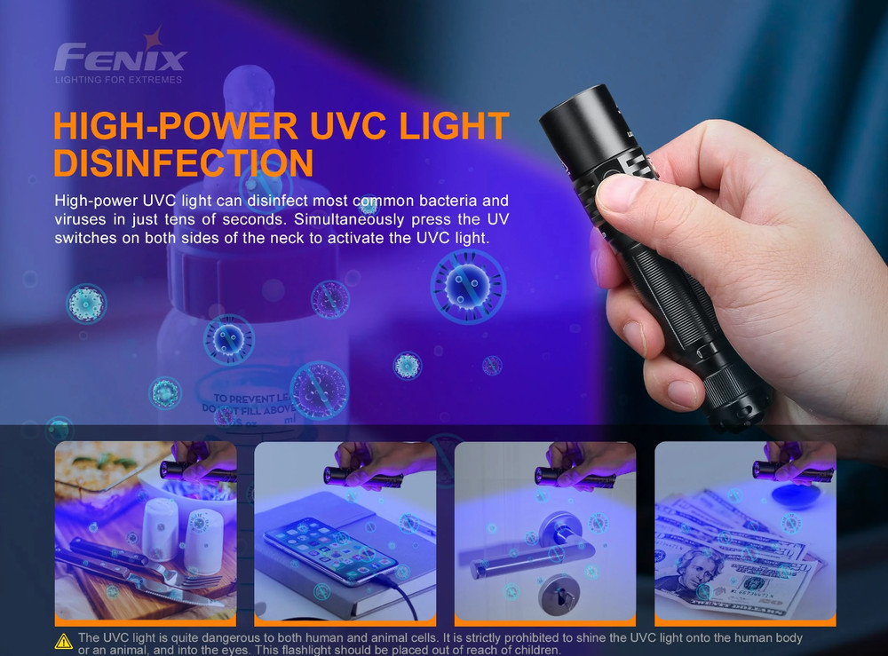 FENIX LD32 UVC Strong light flashlight UV UV light sterilization USB charging