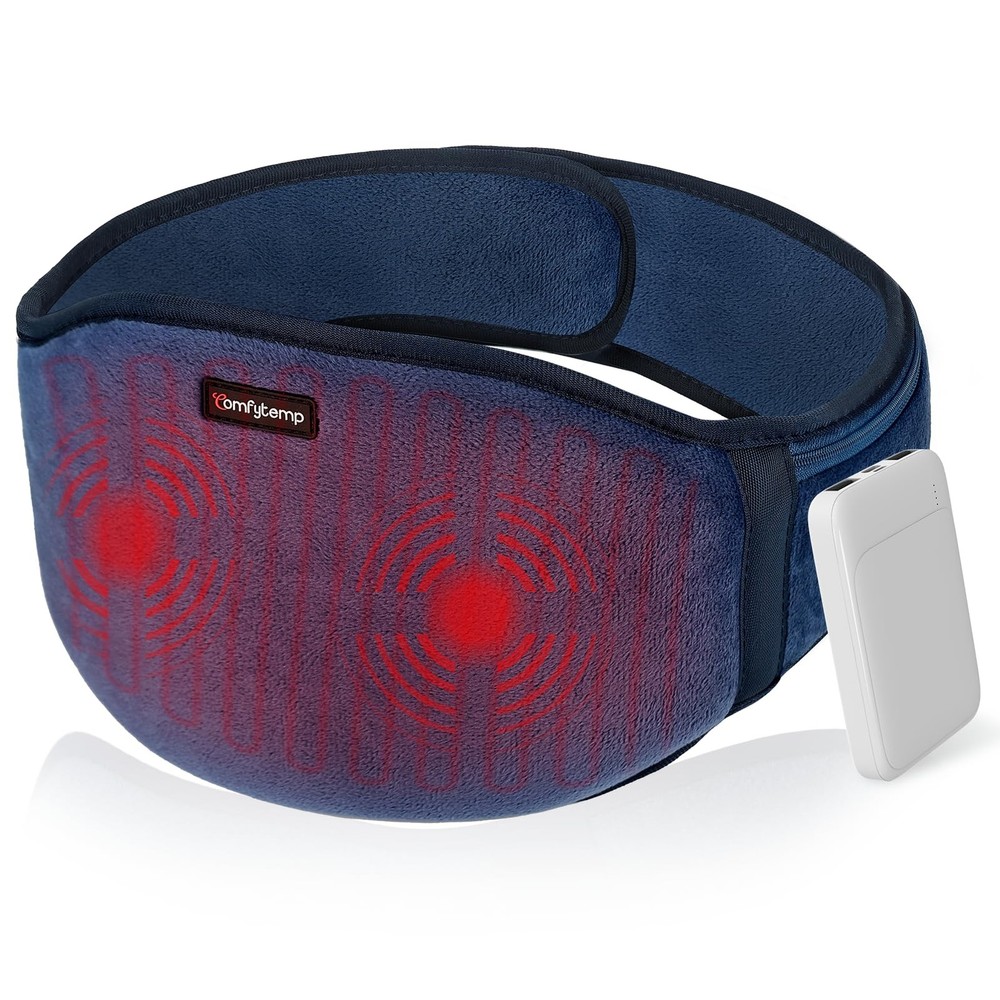 Comfytemp Cordless Portable Heating Pad with Massager for Back, FSA Blue