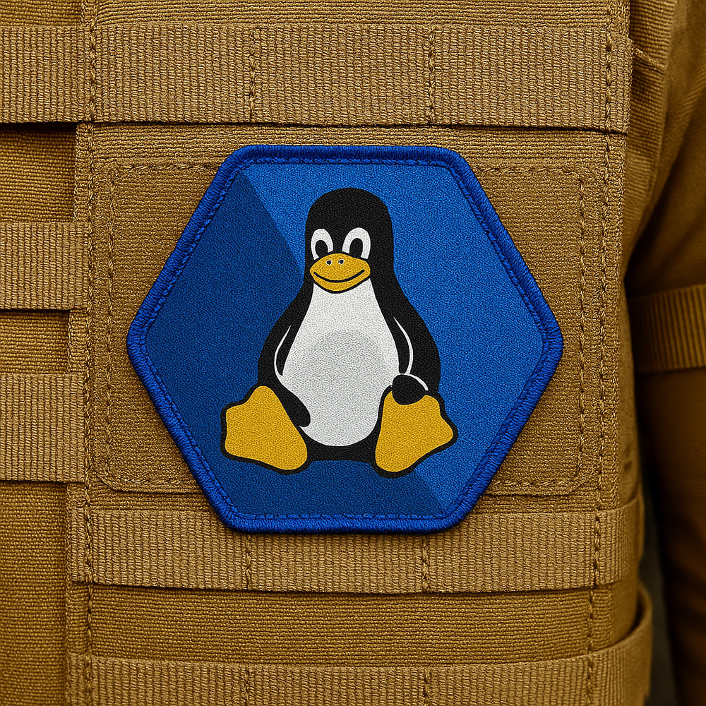 Linux Tux Panguin Printed Morale Patch - 3 Inch X 3 Inch, Hook & Loop Back