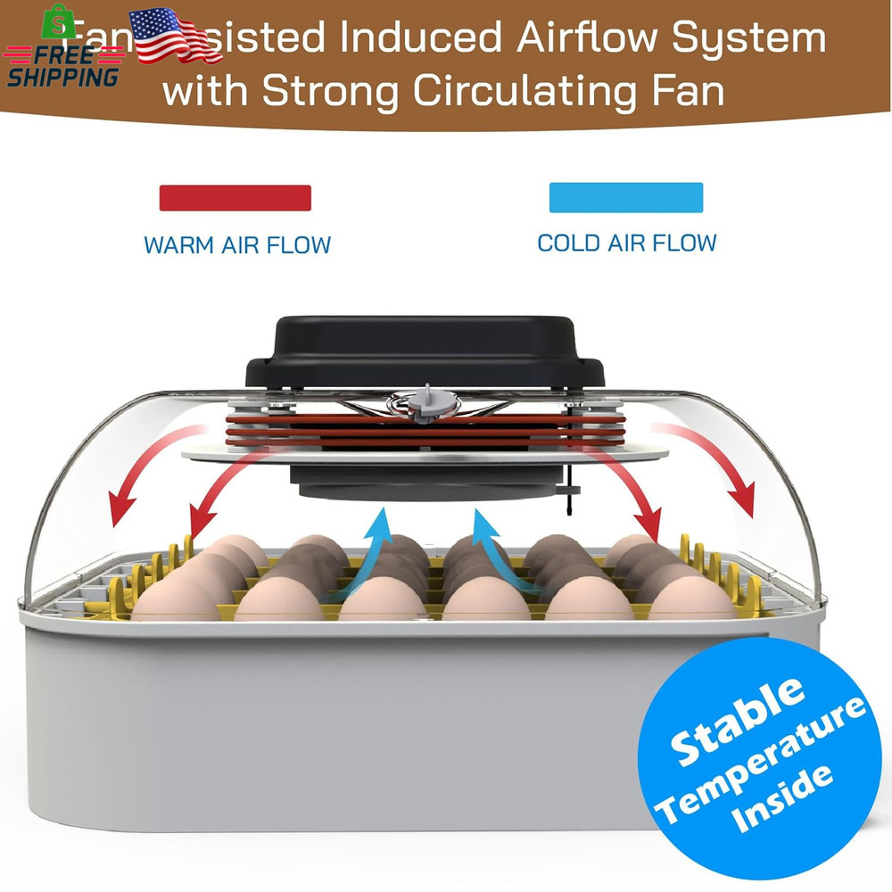MATICOOPX 30 Egg Incubator with Humidity Display, Egg Candler, Automatic Egg Tur