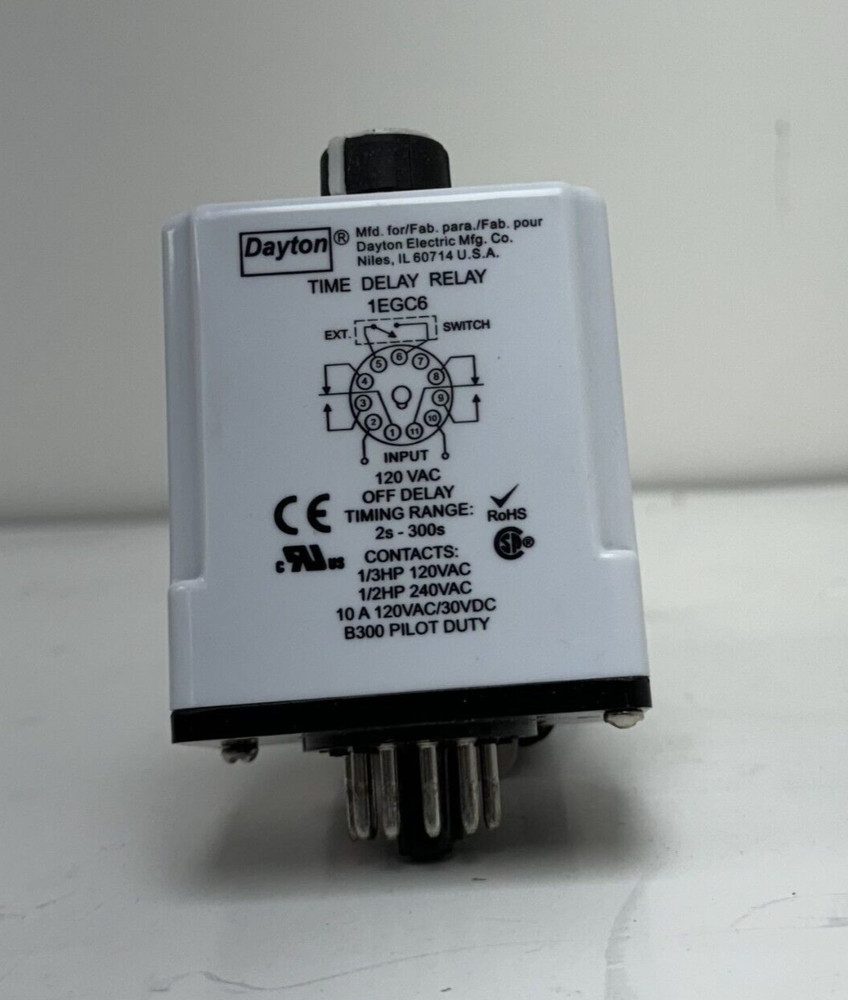 Dayton 1EGC6 Time Delay Relay 2s-300s