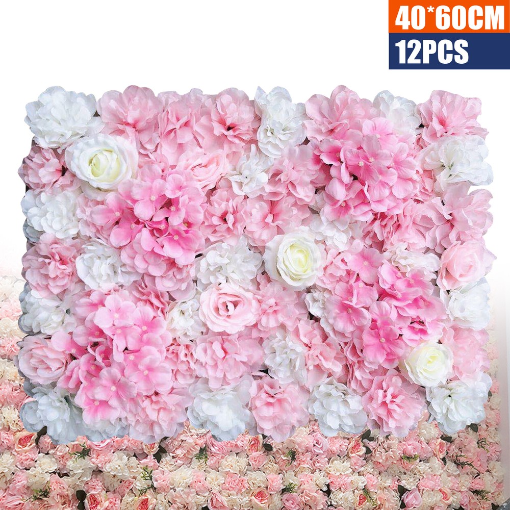 12PCS Artificial Flower Wall Panel Artificial Flower Wall Floral Backdrop Decor