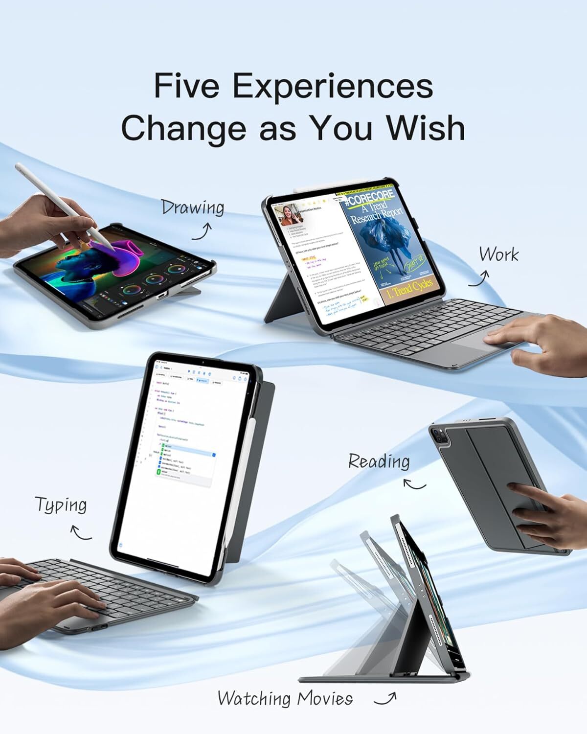 Inateck iPad Keyboard Case for iPad 11th/10th Generation Ultralight W/ Touchpad