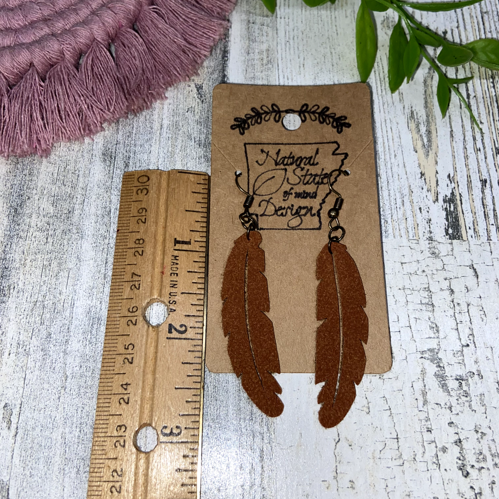 Handmade Boho Felt Feather Dangle Earrings