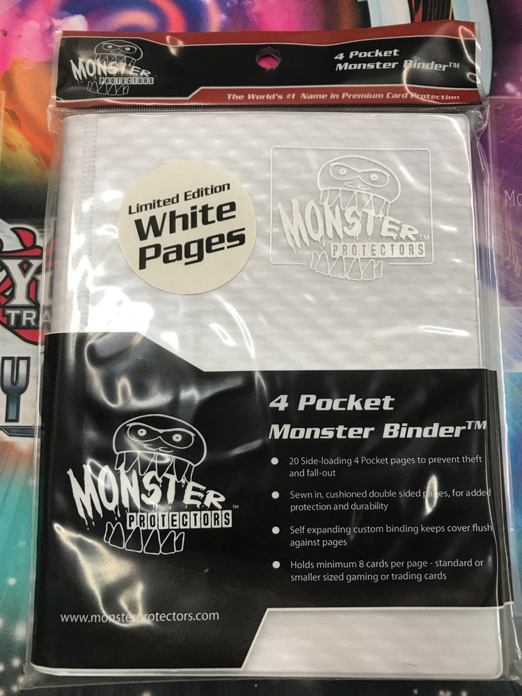Monster Protector 4-Pocket LIMITED ED White Side Loading Yugioh Pokemon Binder