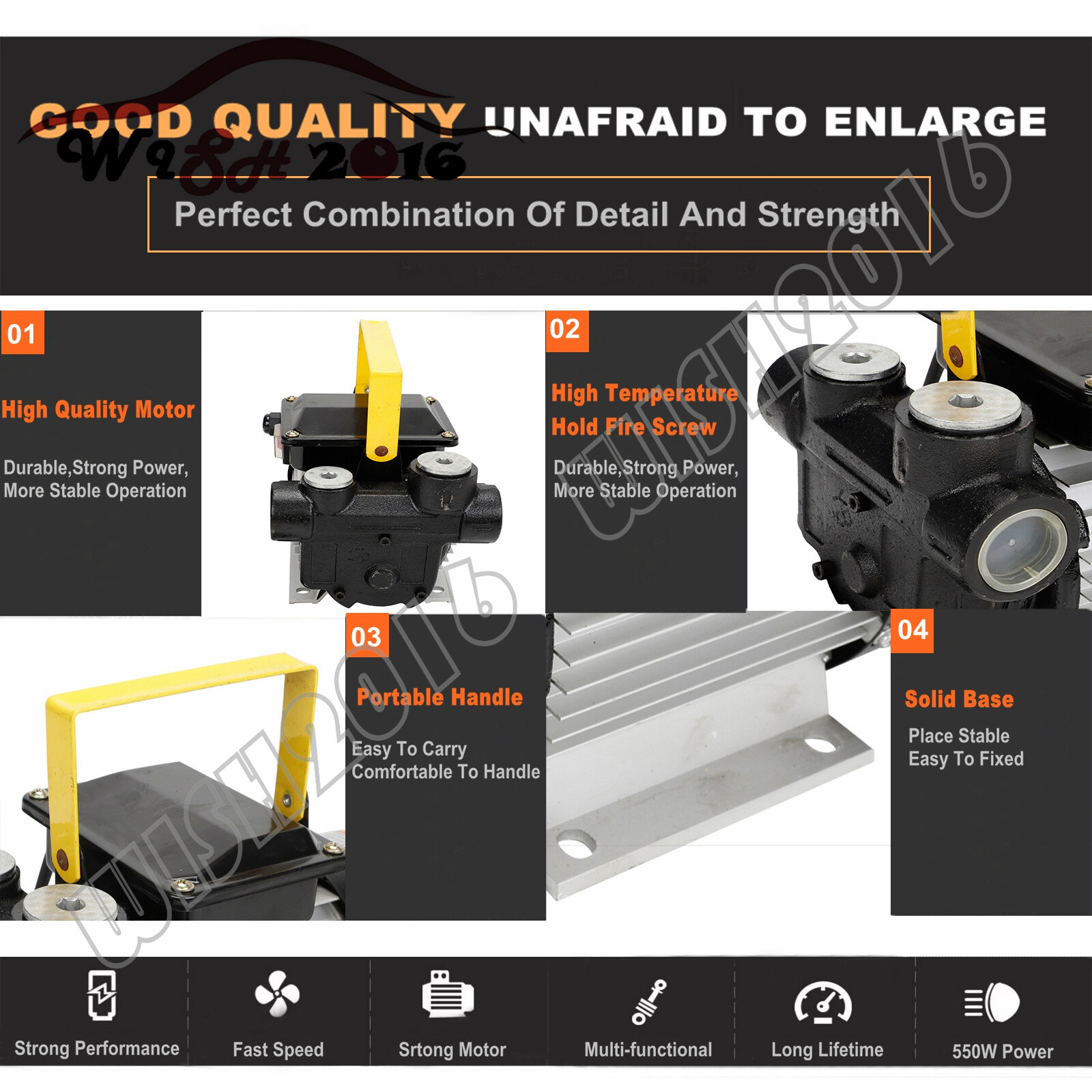 16GPM 550W Oil Diesel Fuel Transfer Pump Self Priming 110V AC 60L/min Pump
