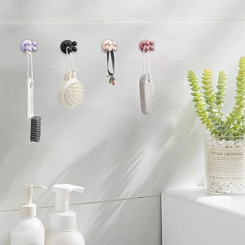 4 Pack Wall Mounted Silicone Toothbrush Holder Self Adhesive Hook Plug Holder