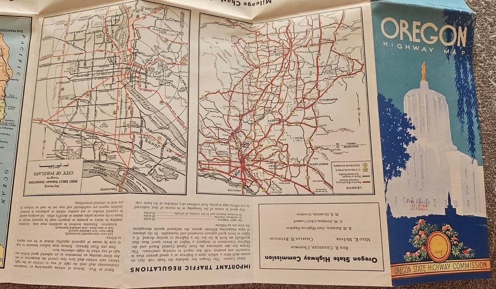 1952 Oregon State Highway Commission Road Map