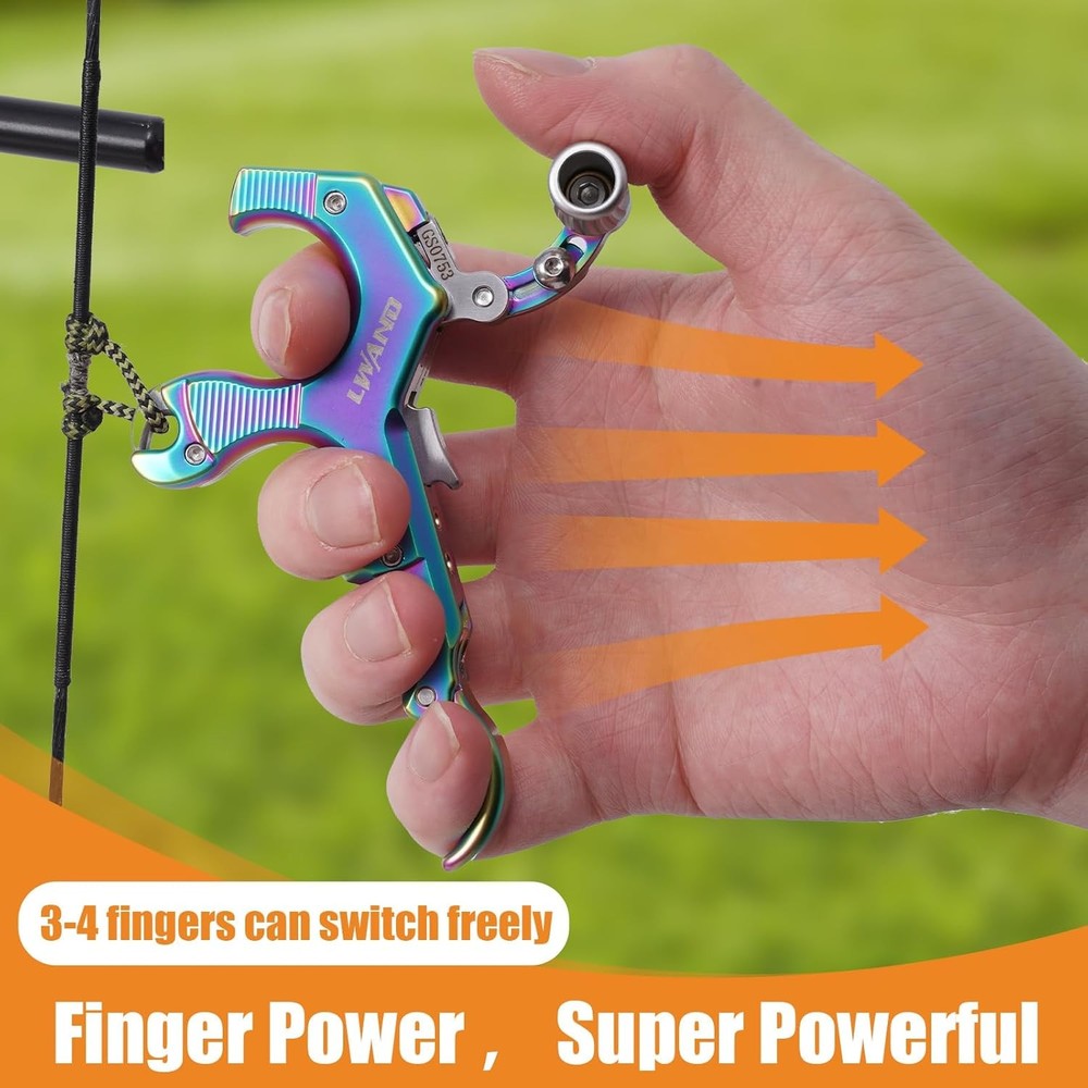 Archery Compound Bow Release Aids Trigger 3-4 Finger Adjustable Wristband Thumb