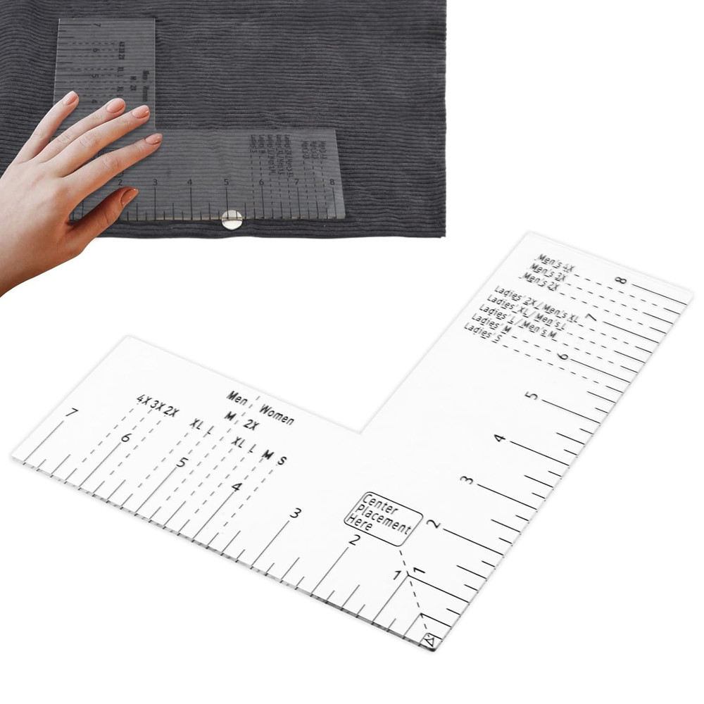 Tshirt Ruler Guide for Vinyl Alignment, Left Chest Logo Placement Tool, Acrylic