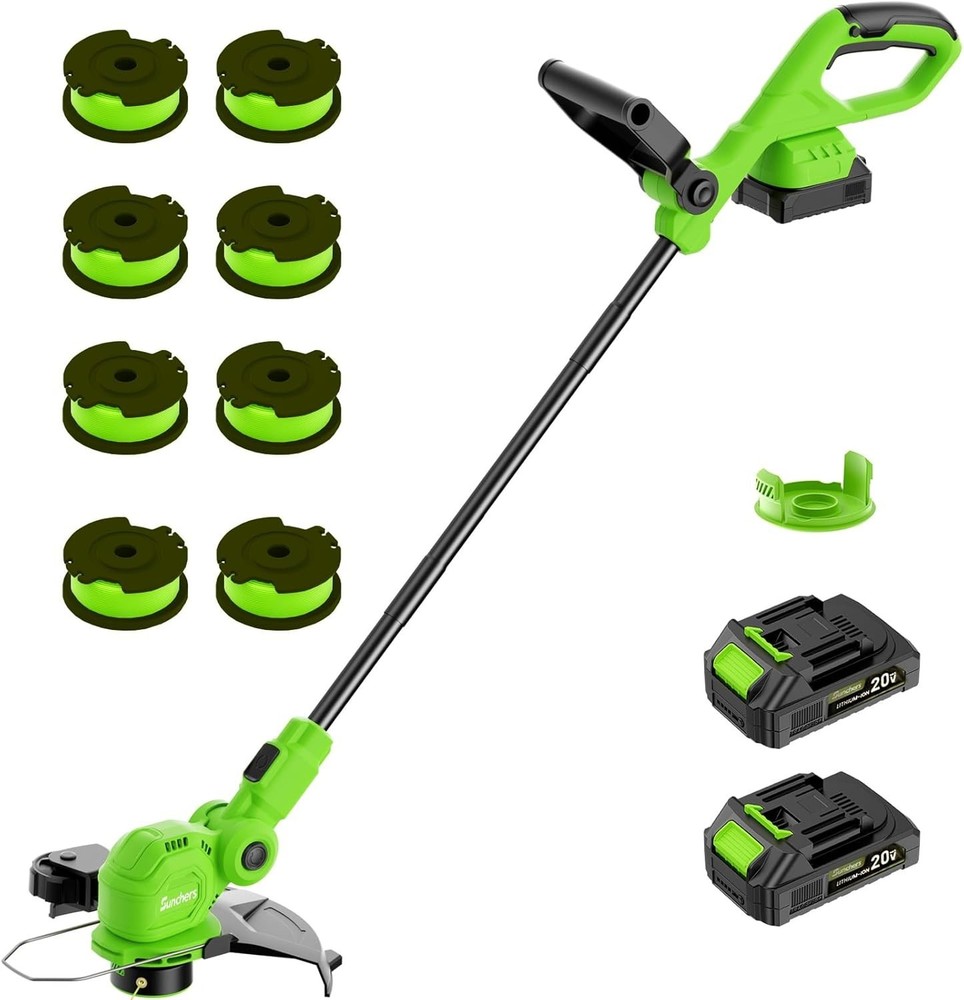 Powerful 12-Inch 20V Adjustable Cordless Grass Trimmer & Edger - 8 Extra Spools