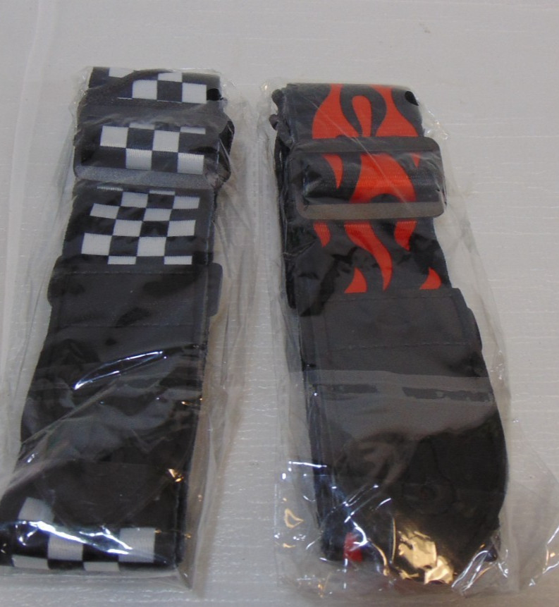 Checker Board Flames Electric Guitar Strap 2" Wide Pattern Adjustable Nylon Lot