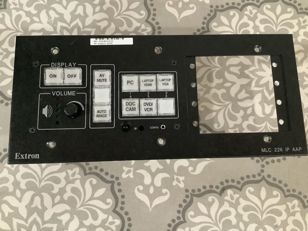 Extron Media Link MLC 226 IP AAP Secondary Control Panel
