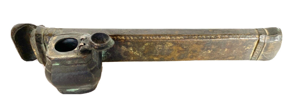 Antique Hand Made Syrian Pen & Ink Holder Solid Brass 9" Long