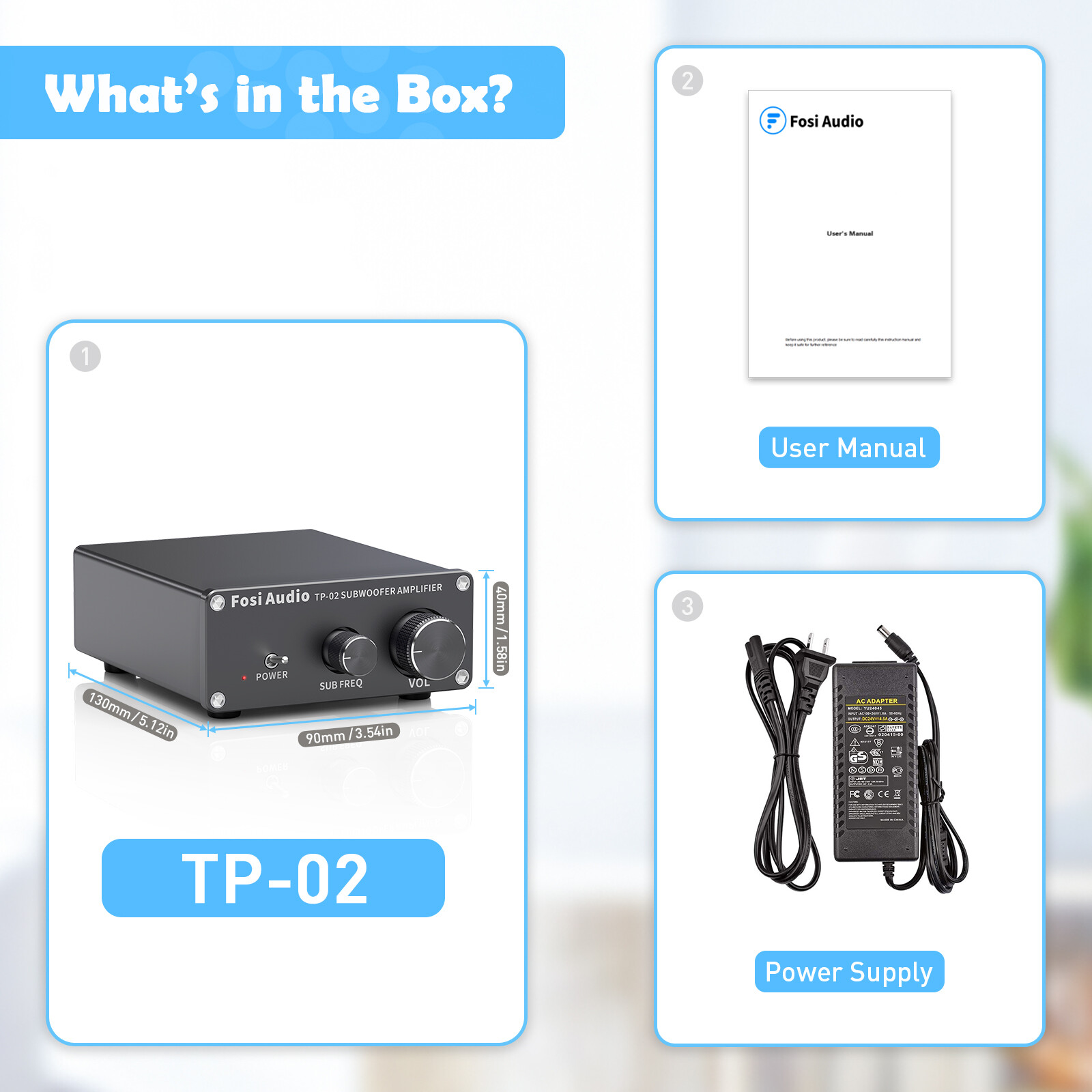Fosi Audio TP-02 Subwoofer Amplifier Mini Digital Sub Bass Integrated Amp 220W