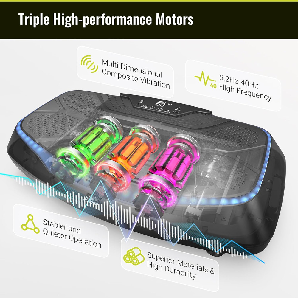 Vibration Plate Exercise Machine, Adjustable Speed High Intensity Vibration for