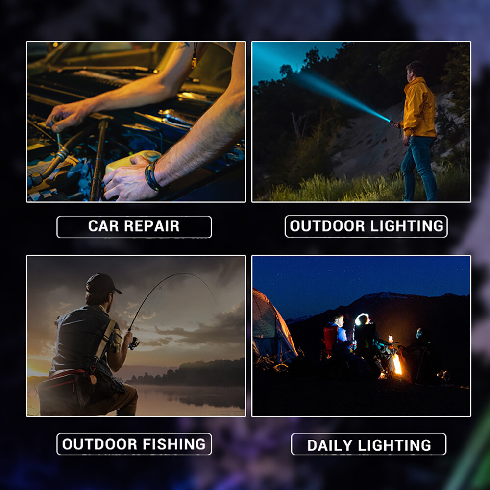 1000000 Lumens Rechargeable Super Bright LED Tactical Flashlight LED Work Light