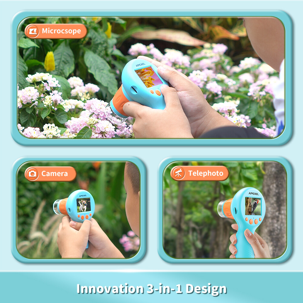 APEXEL 800X Optical Microscope Child Electron Microscope Science Experiment Kit