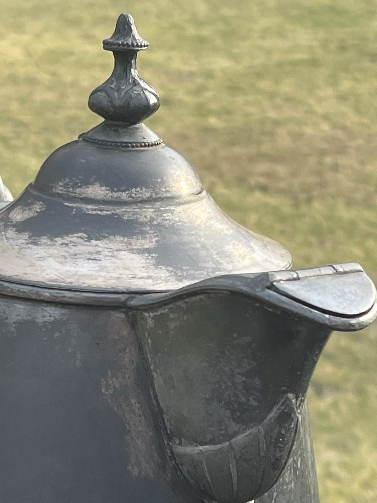 Silver Plate Enamel Lined Victorian Water Pot Pitcher 1868 Grape Vine