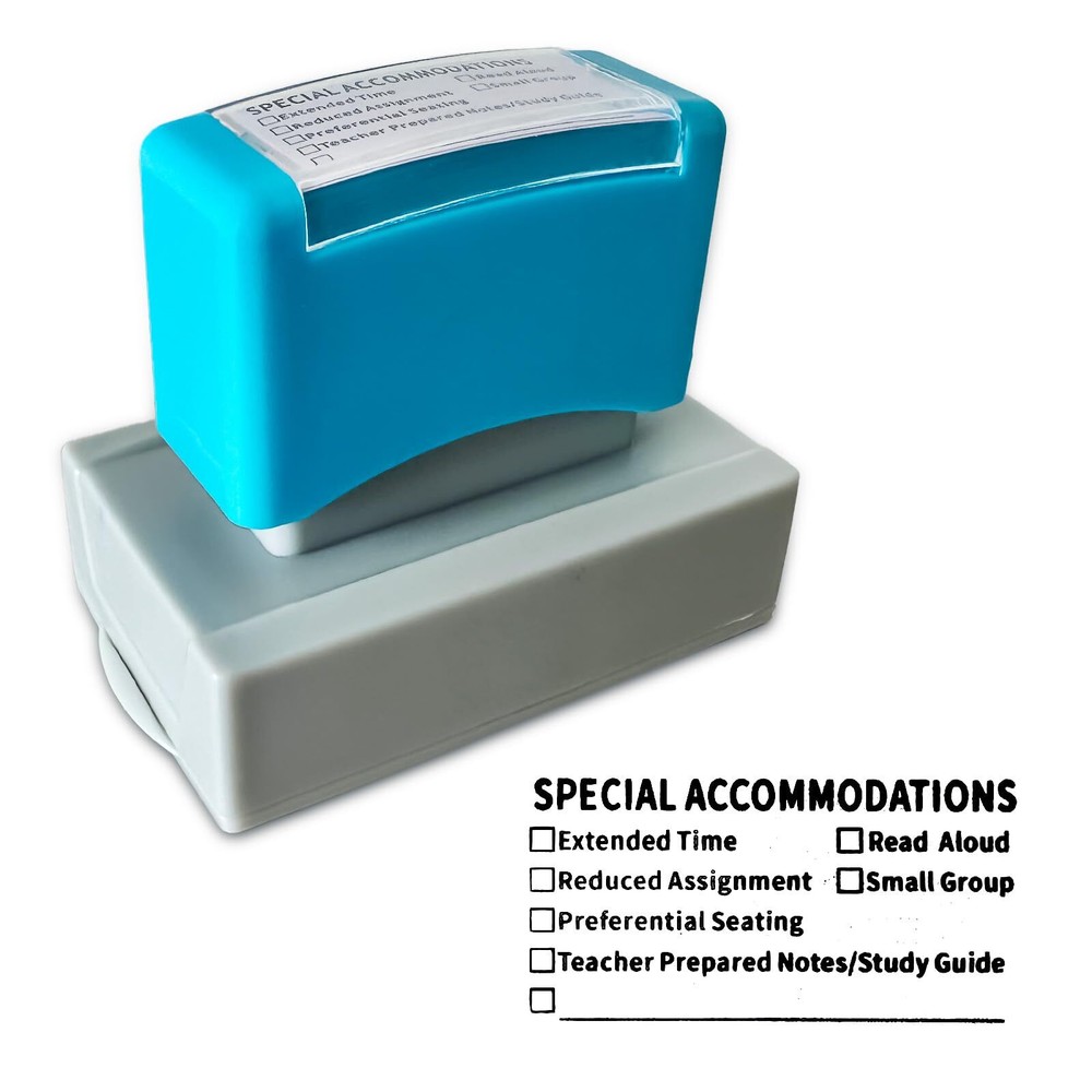 Special Accommodations Teacher Stamp SPED Modifications Self-Inking Blue