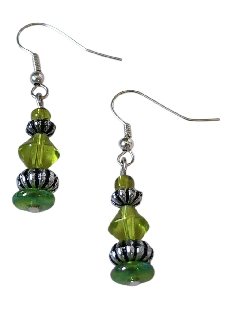 Beaded Earrings, Rainbow Acrylic Drops